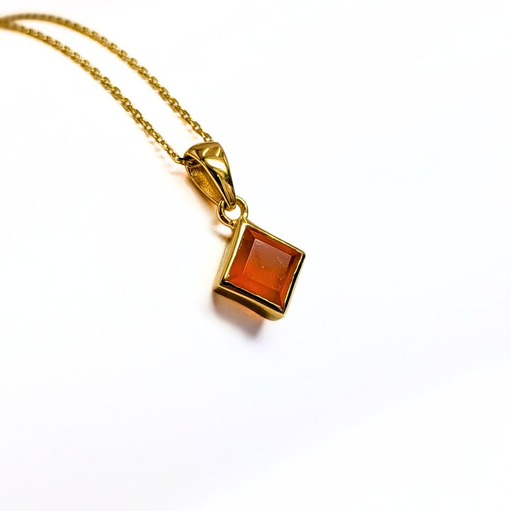 Square-Cut Carnelian Necklace in Gold Over Sterling Silver