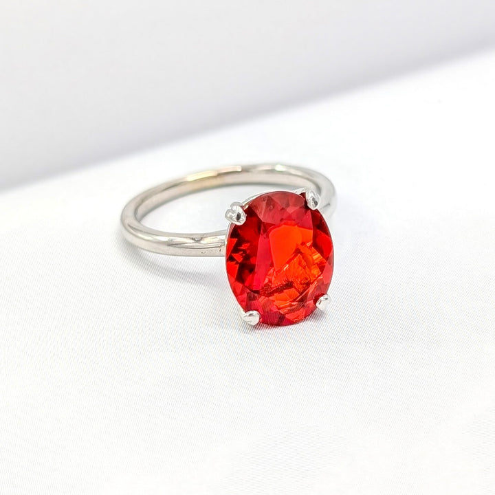Vintage Mexican Fire Opal Ring in 14K White Gold