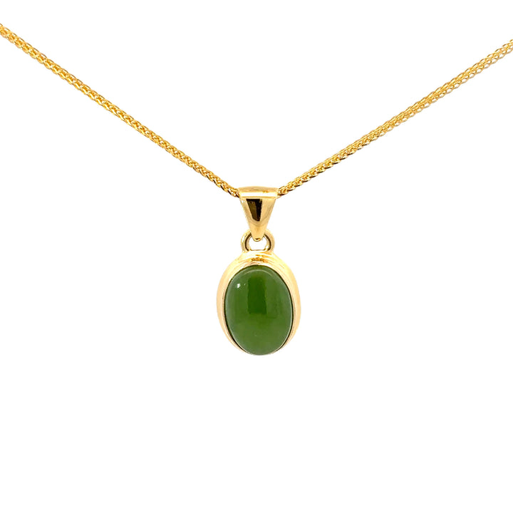 Bezel Set Jade Necklace in Gold over Sterling Silver
