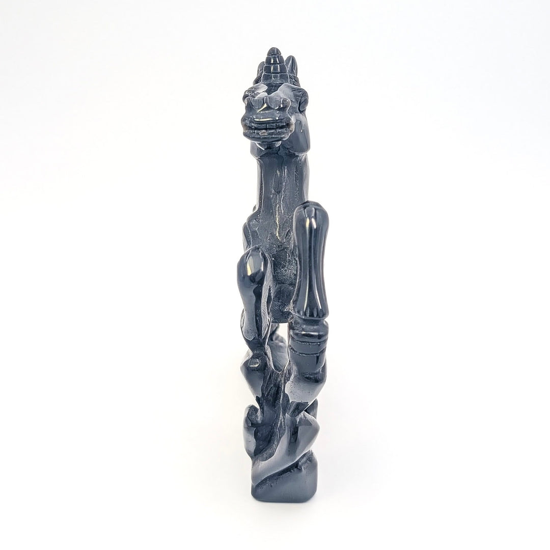Silversheen Obsidian Carved Unicorn