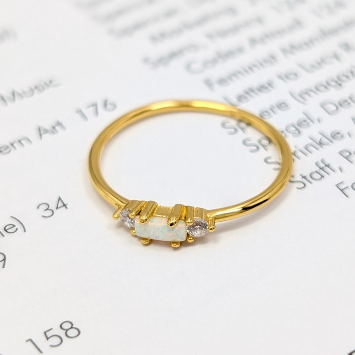Lab Opal & Cubic Zirconia Ring in Gold Plated Sterling Silver
