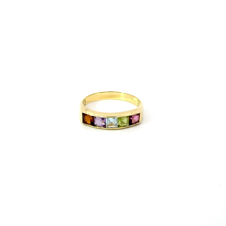 Vintage Multi-Gemstone Band Ring in 14K Yellow Gold