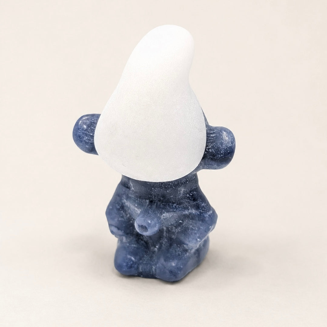 White Jade & Sodalite Smurf Carved Figurine