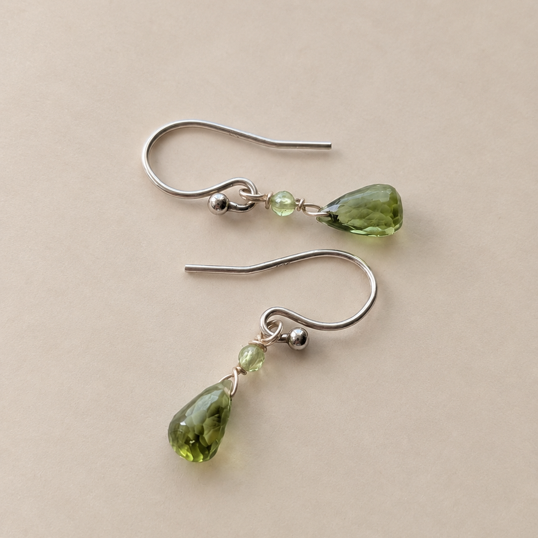 Faceted Briolette Gemstone Dangle Earrings in Sterling Silver