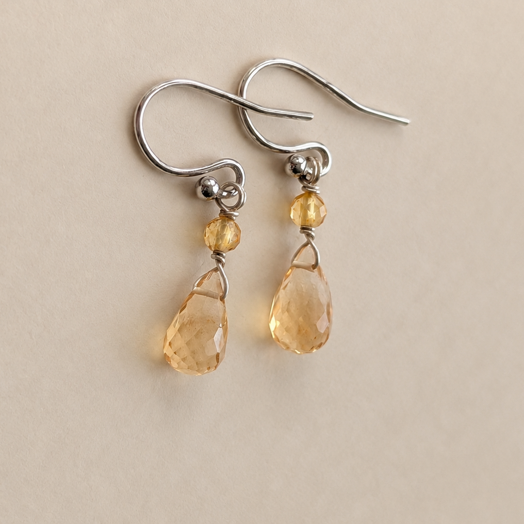 Faceted Briolette Gemstone Dangle Earrings in Sterling Silver
