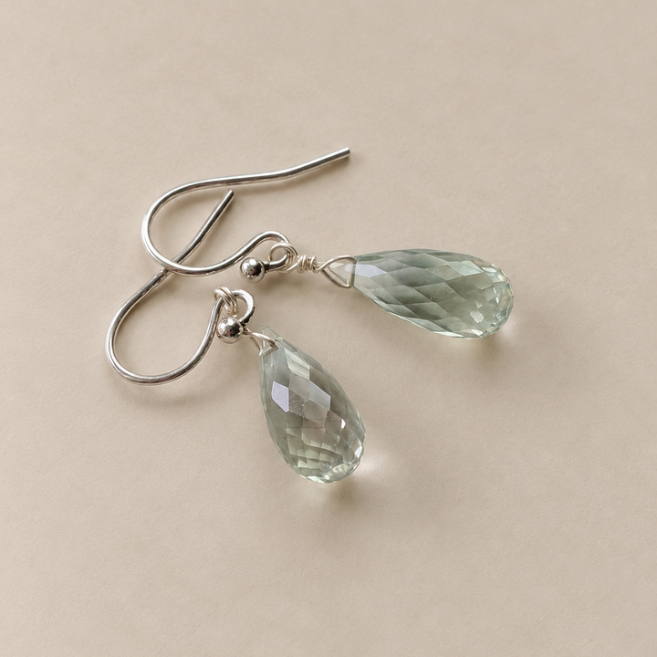 Faceted Briolette Gemstone Dangle Earrings in Sterling Silver