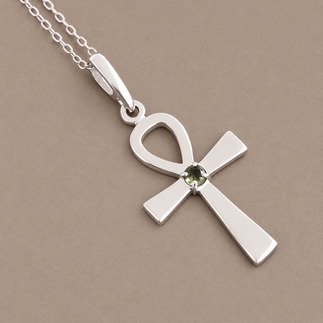 Moldavite Symbol Necklaces in Sterling Silver