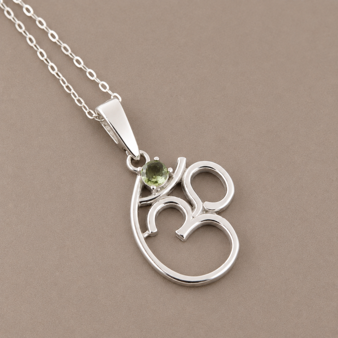 Moldavite Symbol Necklaces in Sterling Silver
