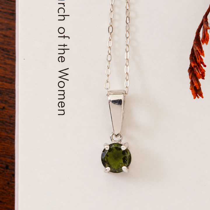 Moldavite Solitaire Necklaces in Sterling Silver