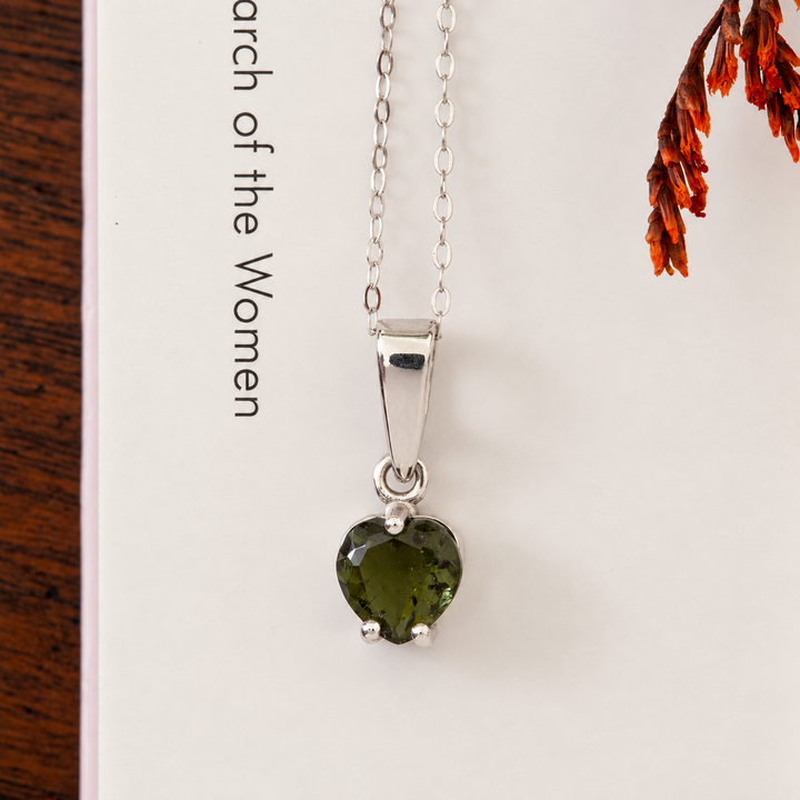Moldavite Solitaire Necklaces in Sterling Silver