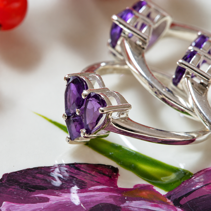 Amethyst Heart Ring in Sterling Silver