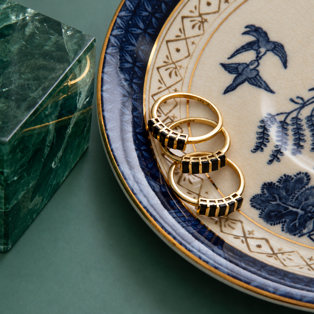 Black Onyx Ring in Vermeil
