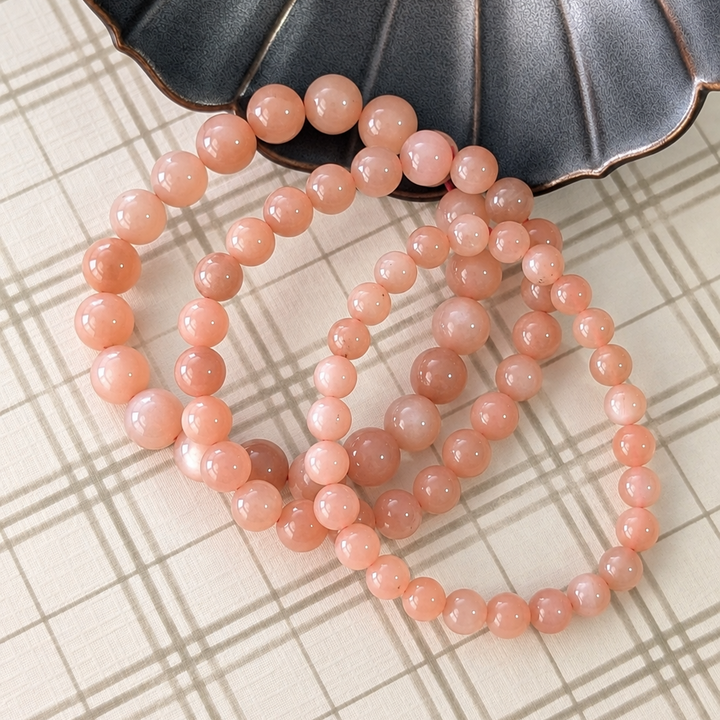 Peach Moonstone Beaded Bracelet