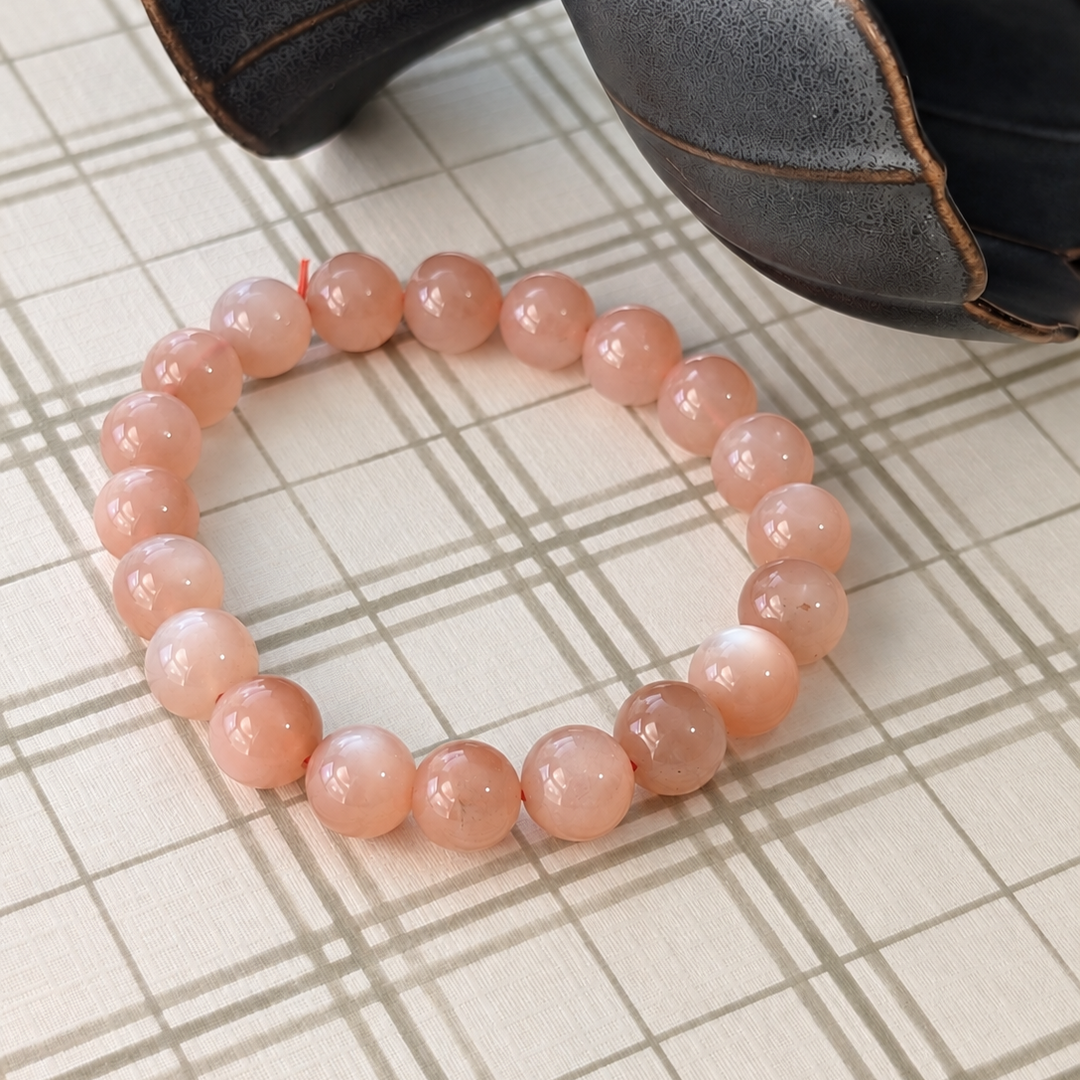 Peach Moonstone Beaded Bracelet