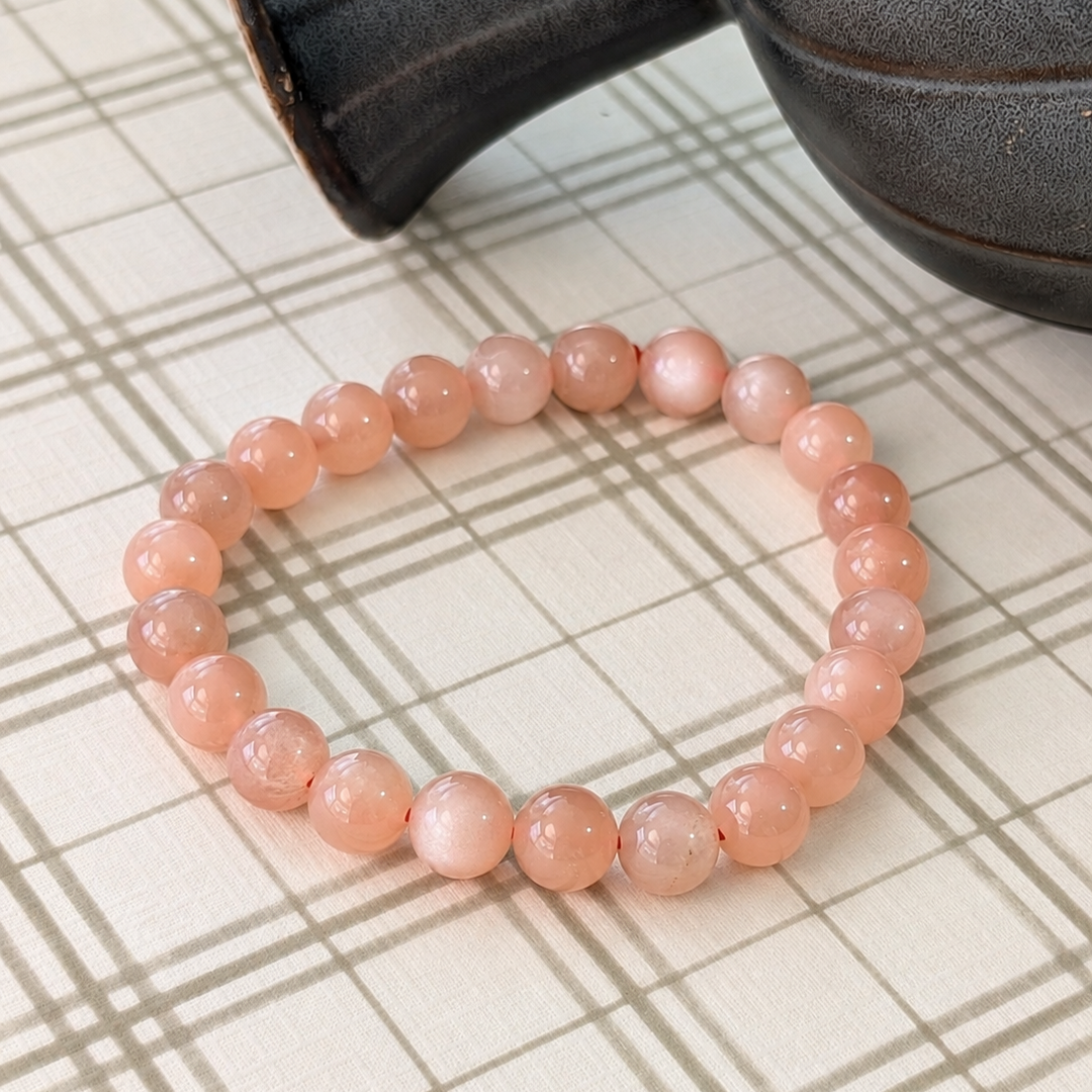 Peach Moonstone Beaded Bracelet