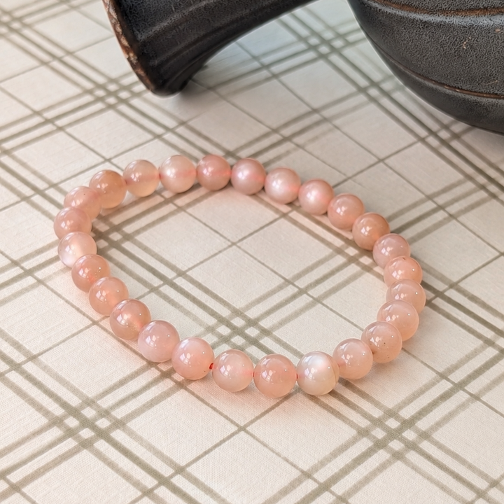 Peach Moonstone Beaded Bracelet