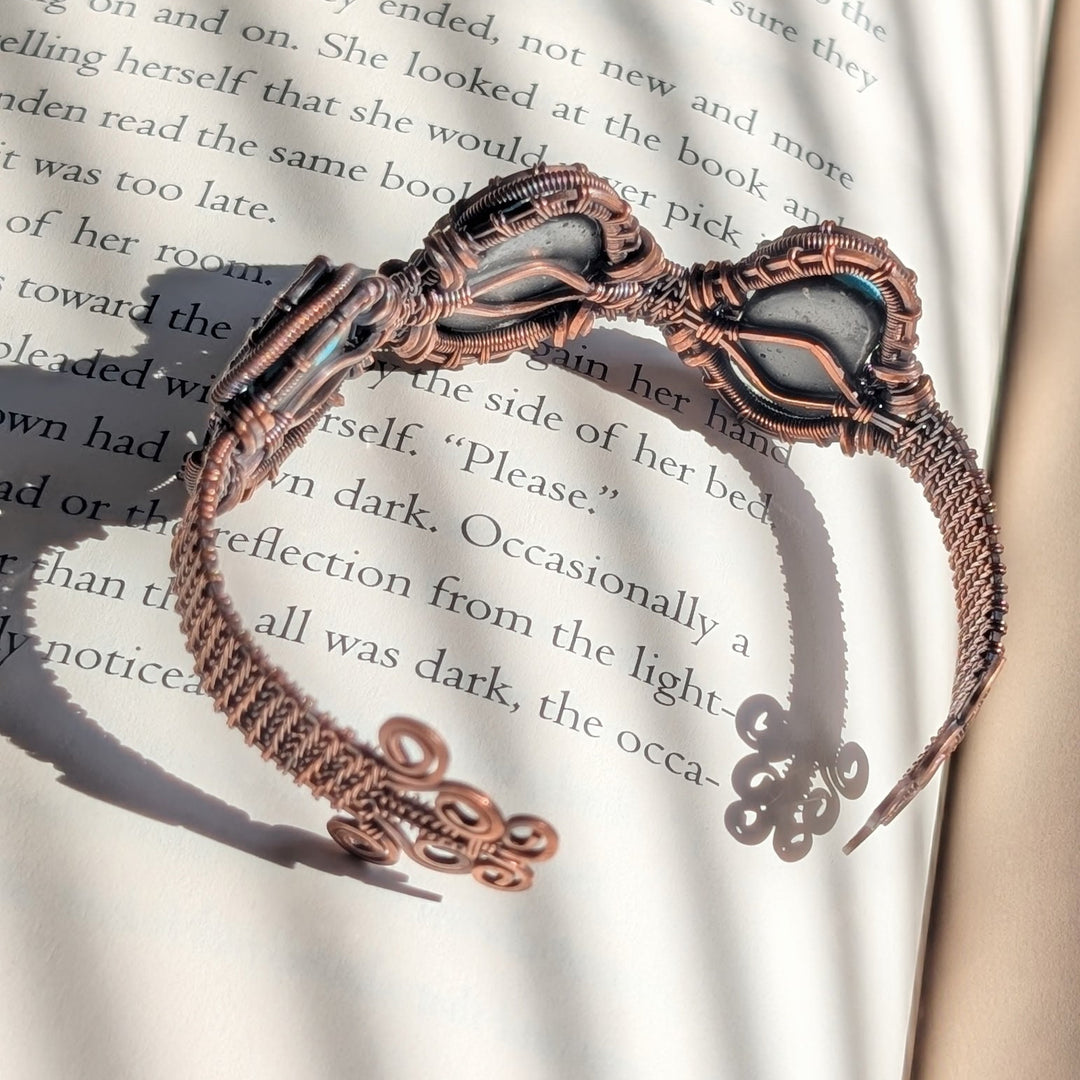 Turquoise & Copper Wire Wrapped Bracelet