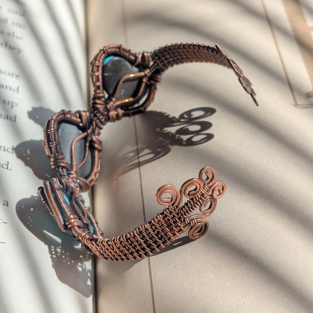 Turquoise & Copper Wire Wrapped Bracelet