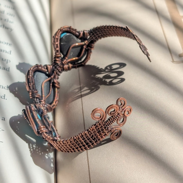 Turquoise & Copper Wire Wrapped Bracelet