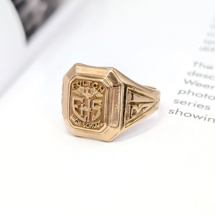 Vintage Fulton High School Class Ring in Solid 10K Yellow Gold