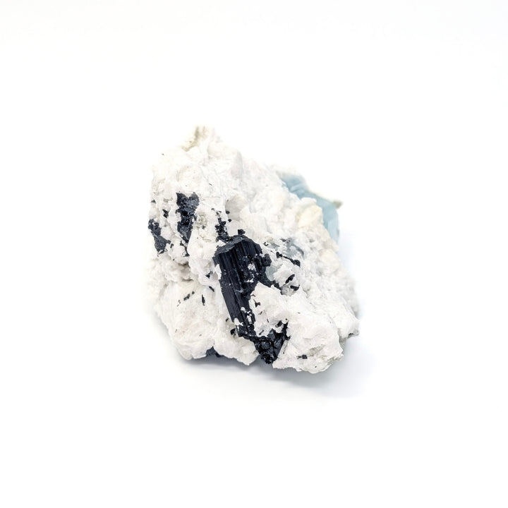 Aquamarine on Cleavelandite with Black Tourmaline