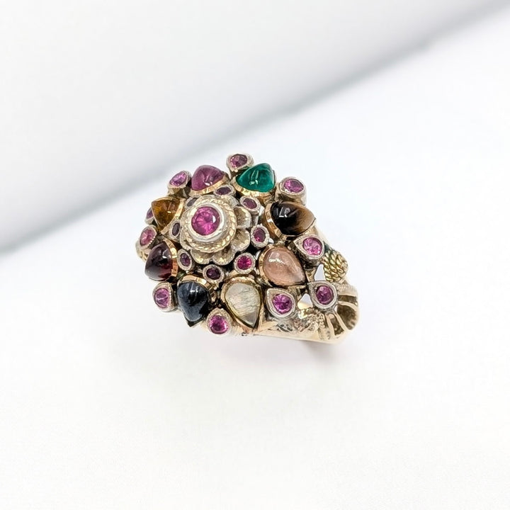 Vintage Thai Multigem Princess Ring in 18K Yellow Gold