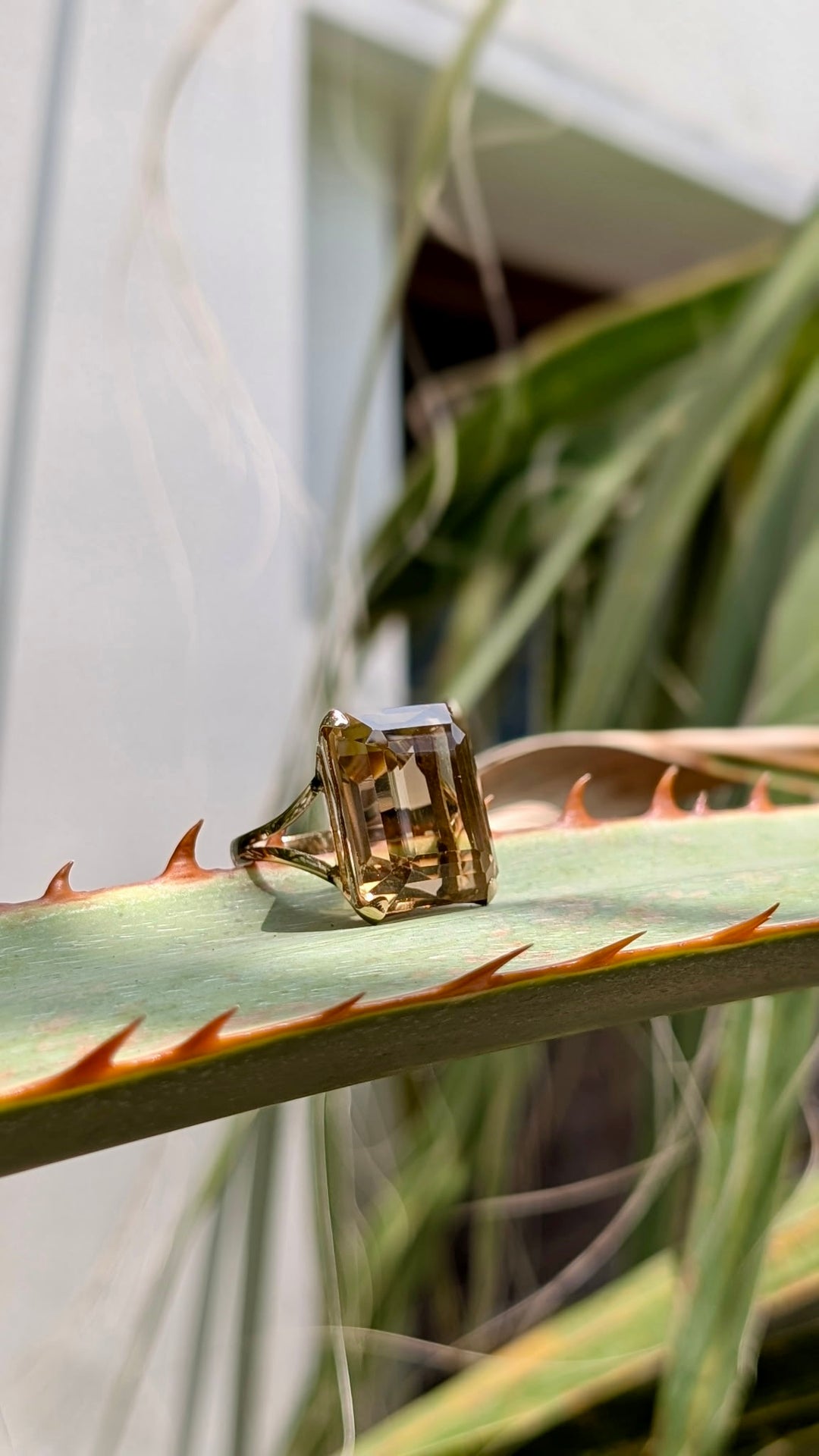 Vintage Scapolite Cocktail Ring in 10K Yellow Gold