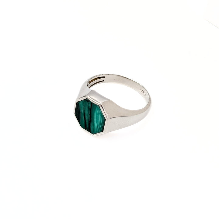 Men’s Malachite Cabochon Ring in Sterling Silver