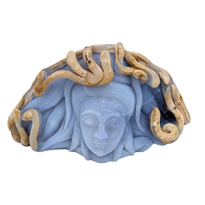 Blue Chalcedony Medusa Figurine