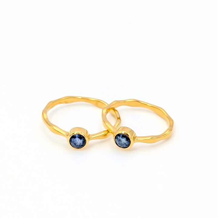 Sapphire Round-Cut Ring in 18K Gold over Sterling Silver