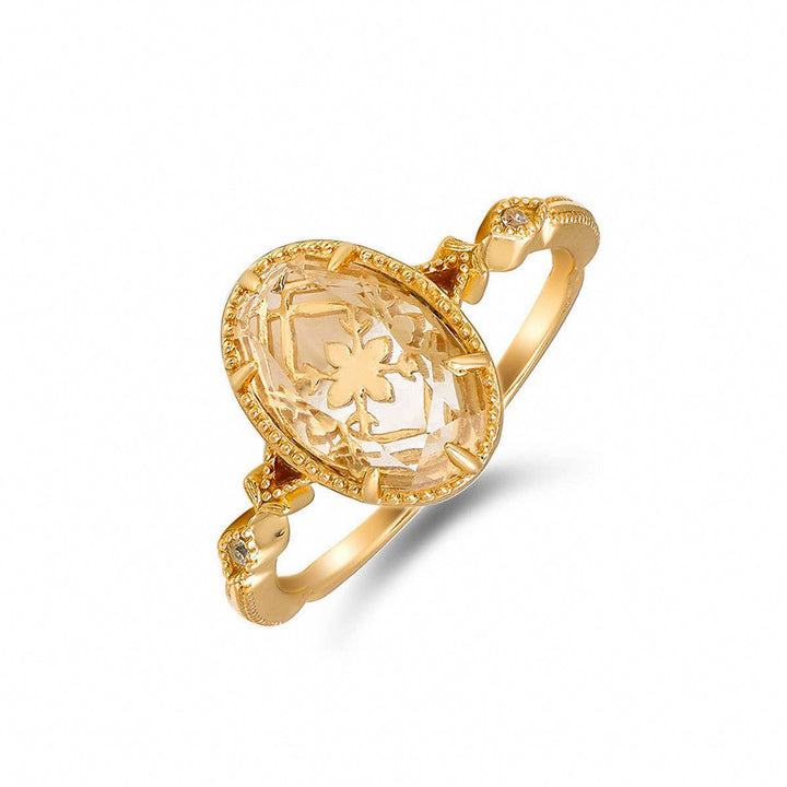 White Quartz & Cubic Zirconia Ring in Gold over Sterling Silver