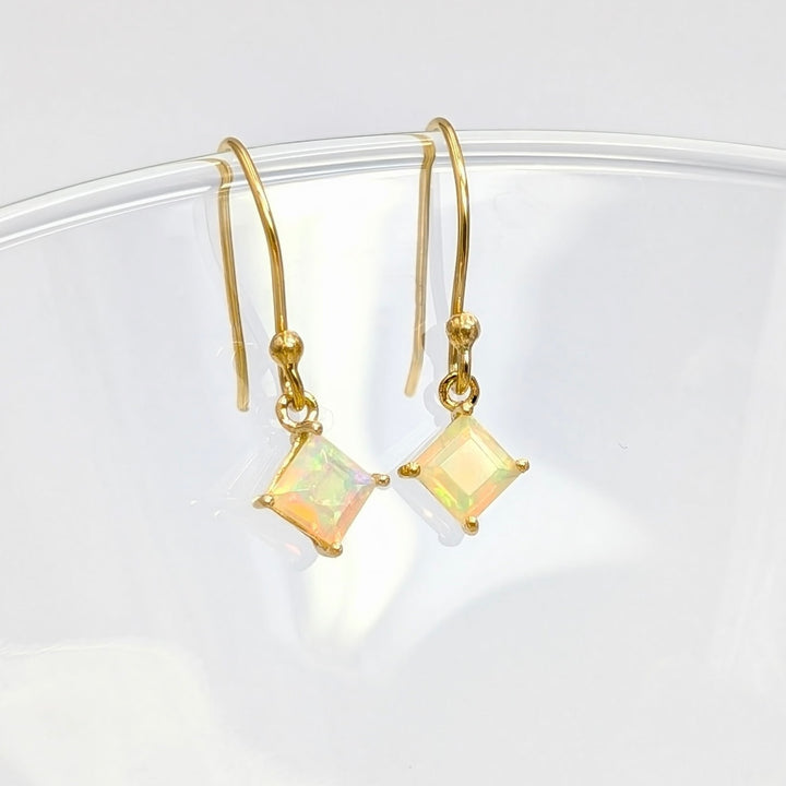 Opal Dangle Earrings in 18K Gold over Sterling Silver