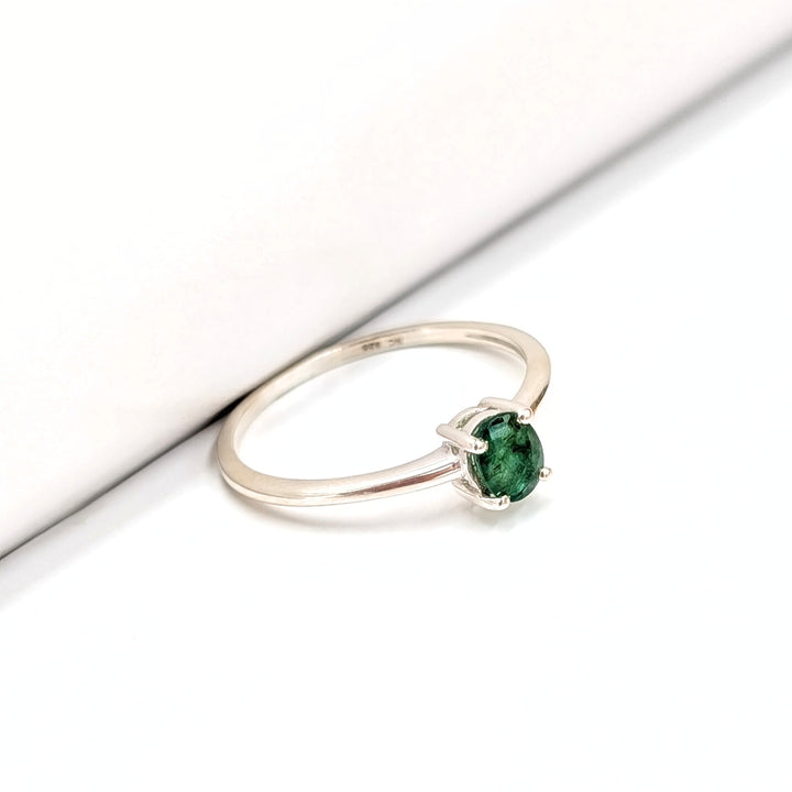 Oval-Cut Emerald Ring Set in Sterling Silver