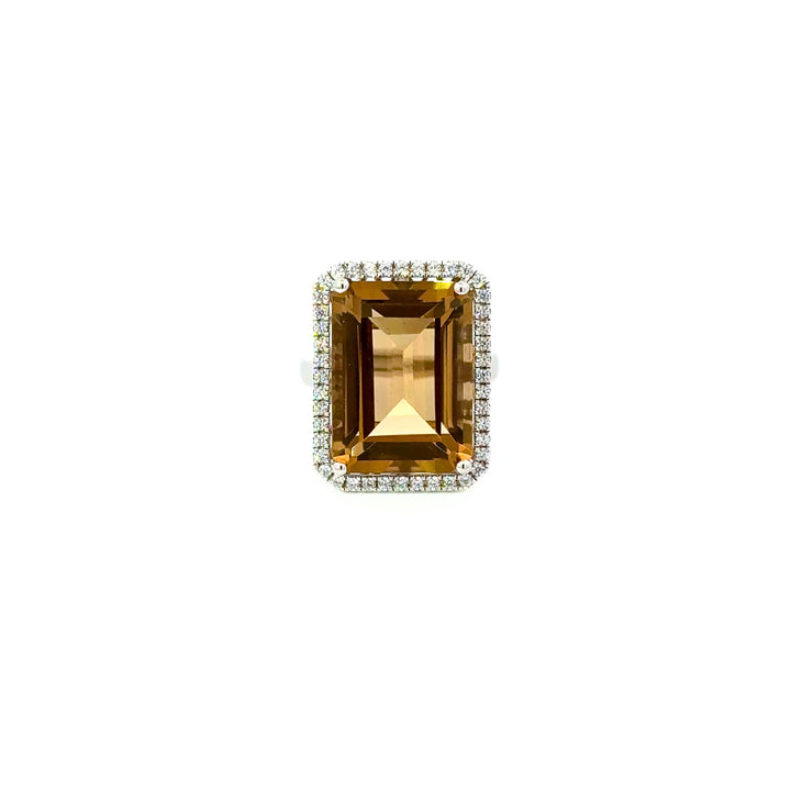 Citrine & White Topaz Sterling Silver Ring