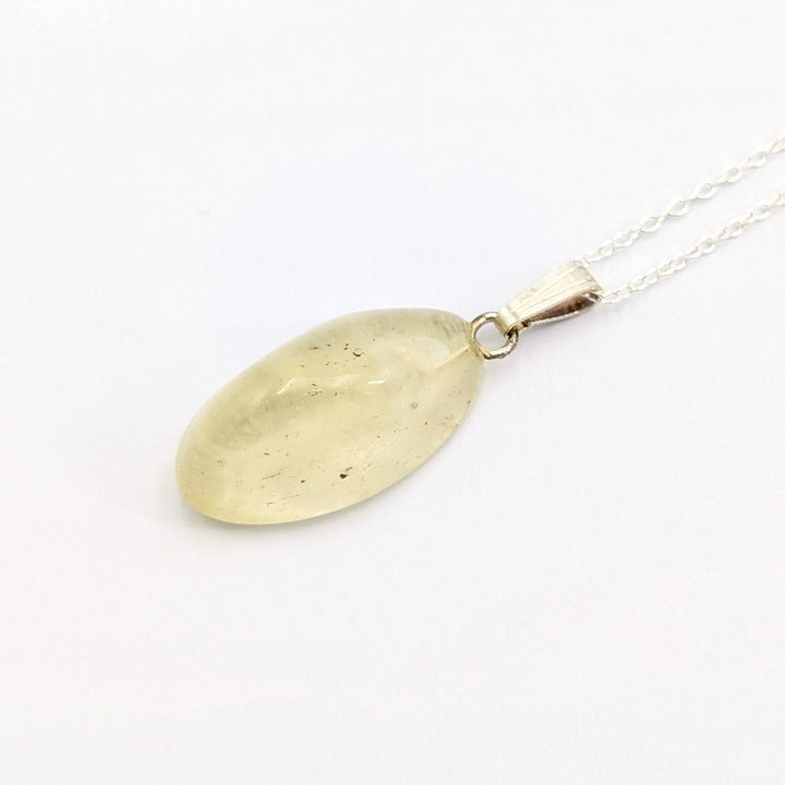 Polished Libyan Desert Glass Necklace in Sterling Silver