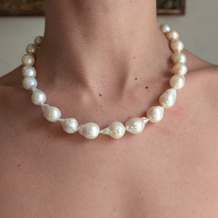Vintage Baroque Pearl Necklace with 14K Yellow Gold Clasp