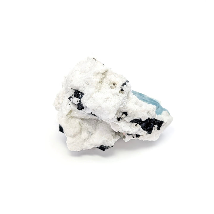 Aquamarine on Cleavelandite with Black Tourmaline