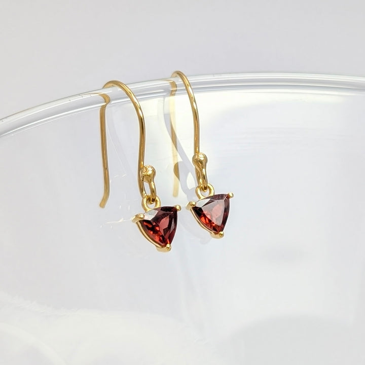 Garnet Dangle Earrings in 18K Gold over Sterling Silver