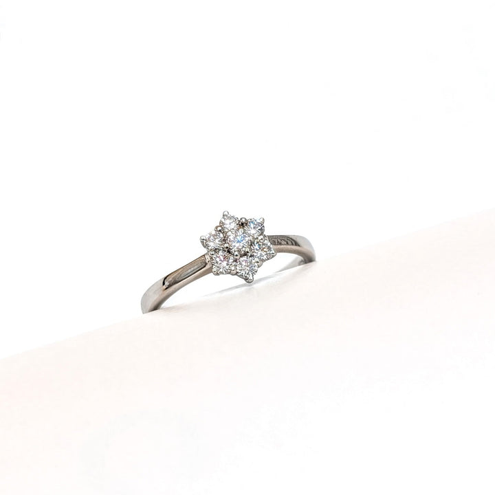 Lab-Grown Round-Cut Diamond Flower Ring Set in Sterling Silver