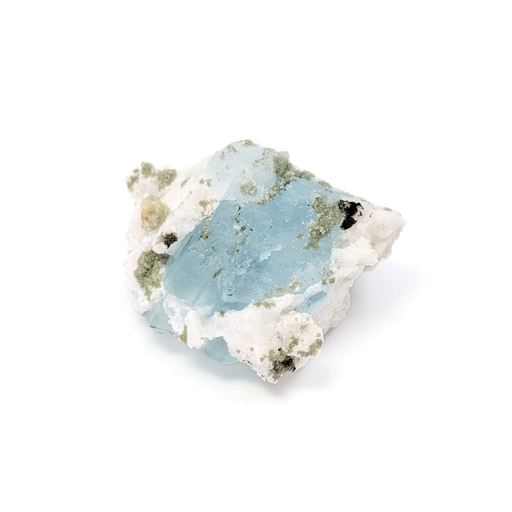 Aquamarine on Cleavelandite with Black Tourmaline