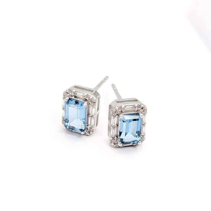 Blue Topaz & Cubic Zirconia Earrings in Sterling Silver