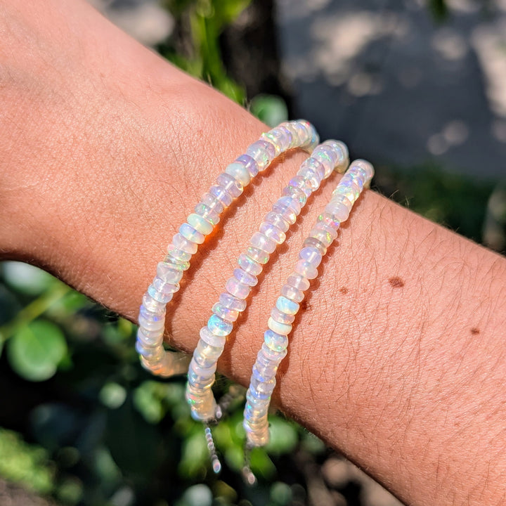 Ethiopian Opal Beaded Bracelet in Sterling Silver