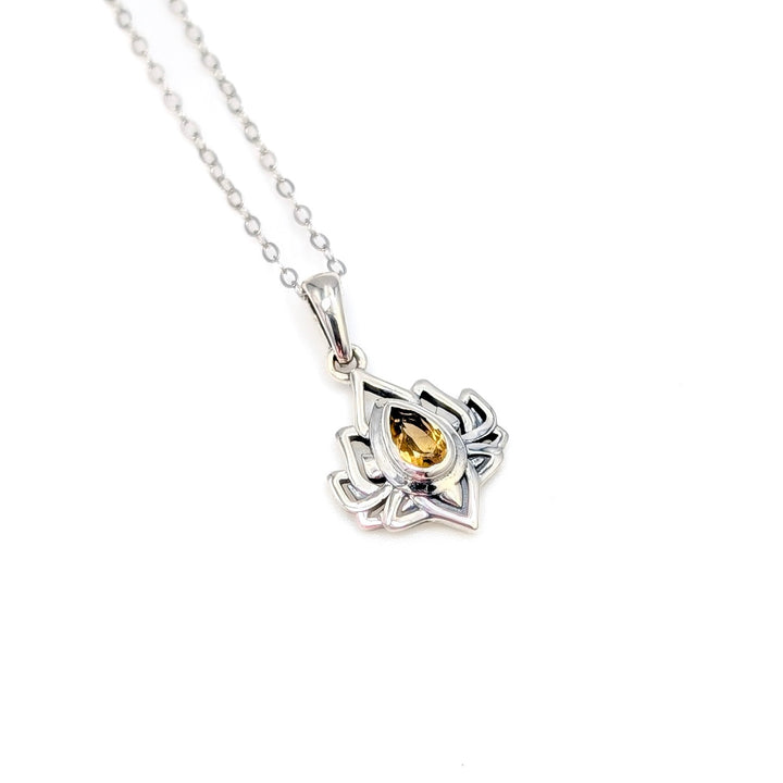 Lotus Gemstone Necklaces in Sterling Silver