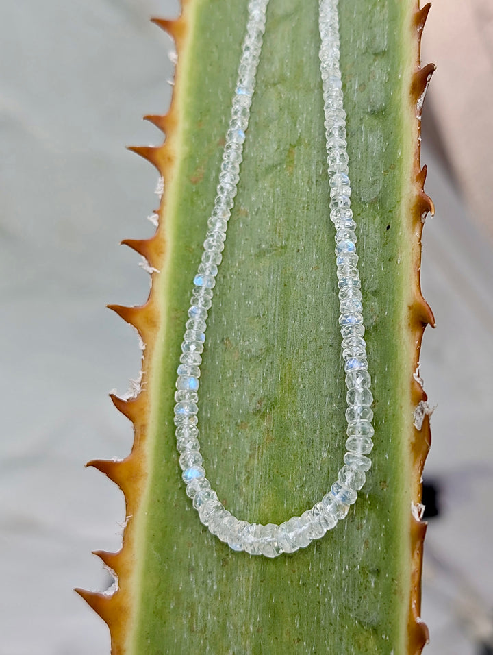 Moonstone Beaded Necklace with a Sterling Silver Clasp