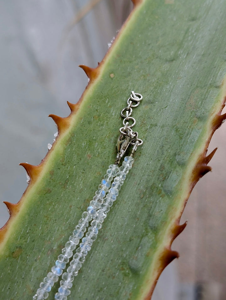 Moonstone Beaded Necklace with a Sterling Silver Clasp
