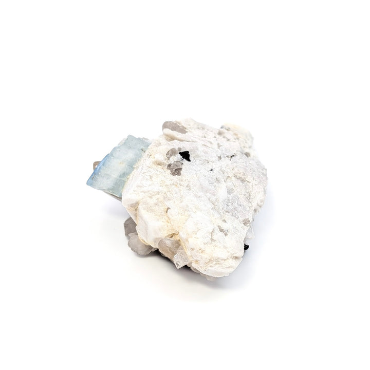 Aquamarine on Cleavelandite with Quartz & Black Tourmaline