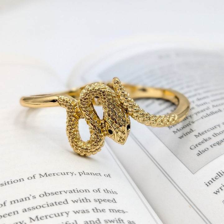 Gold Snake Wrap Cuff Bracelet in Stainless Steel