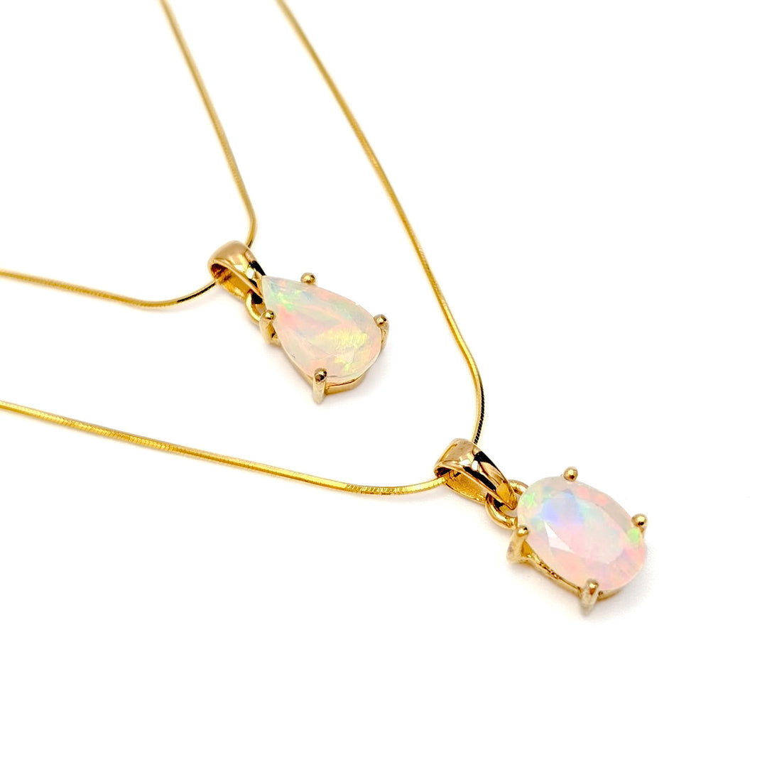 Polished Ethiopian Opal Necklace in Gold-Plated Sterling Silver