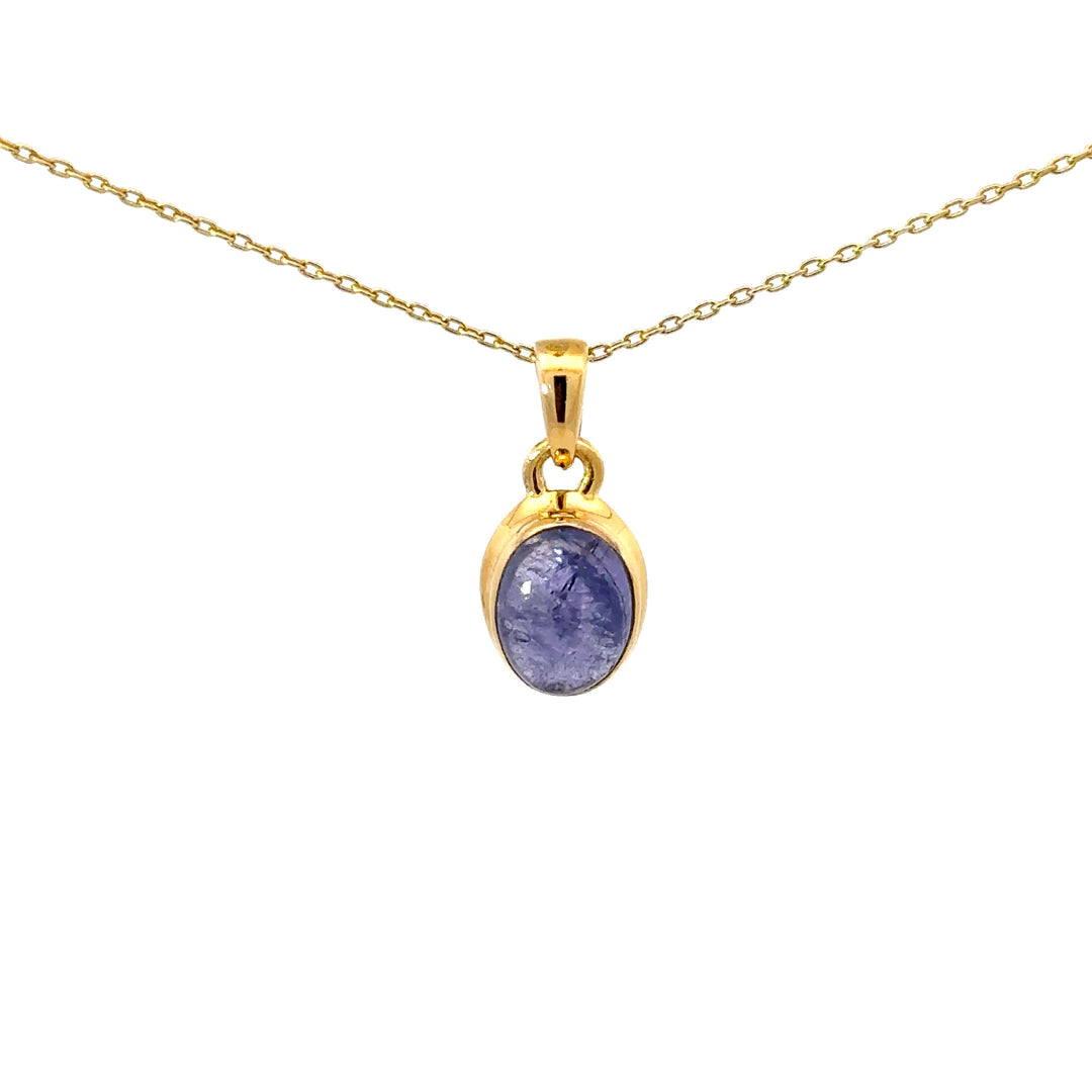 Bezel Set Tanzanite Necklace in Gold over Sterling Silver