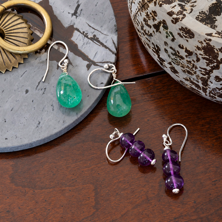 Gemstone Dangle Earrings in Sterling Silver